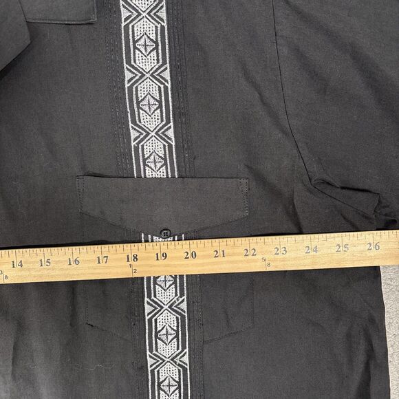 Tropical Breeze Shirt Men's Size XL Button Up Camp Cigar Cuba Black Embroidered - Picture 10 of 15